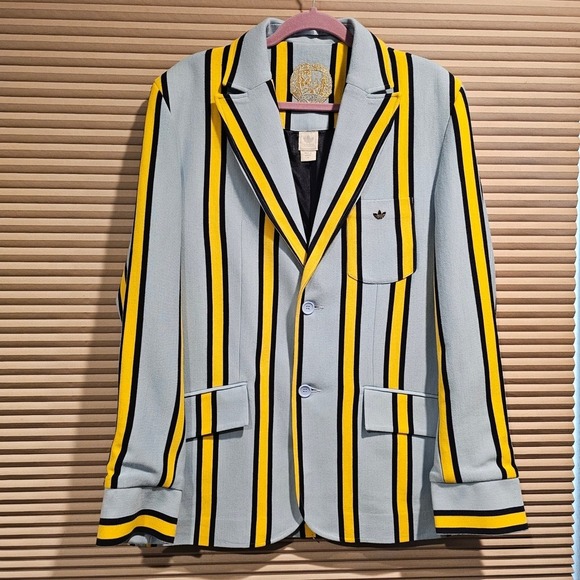 adidas Jackets & Blazers - Adidas Originals Mens M 2005 Striped Wool Blend Blazer Jacket Blue Yellow 739195